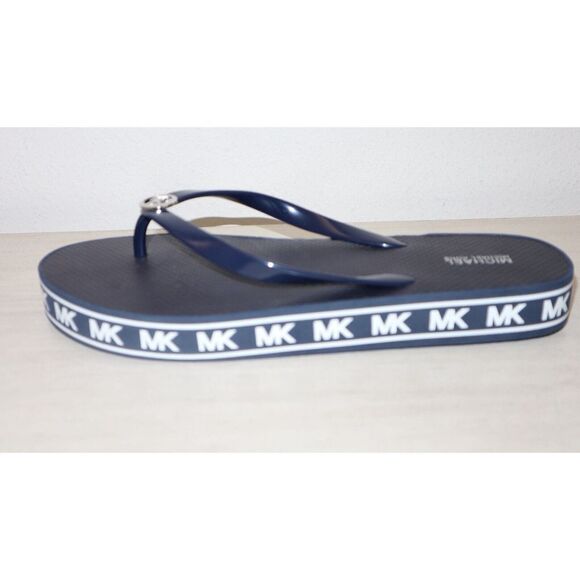 Michael Kors RX22C Women's Sz 11 Dark Navy "MK" Eva Sole Flip Flop Sandals $150 - Picture 7 of 8